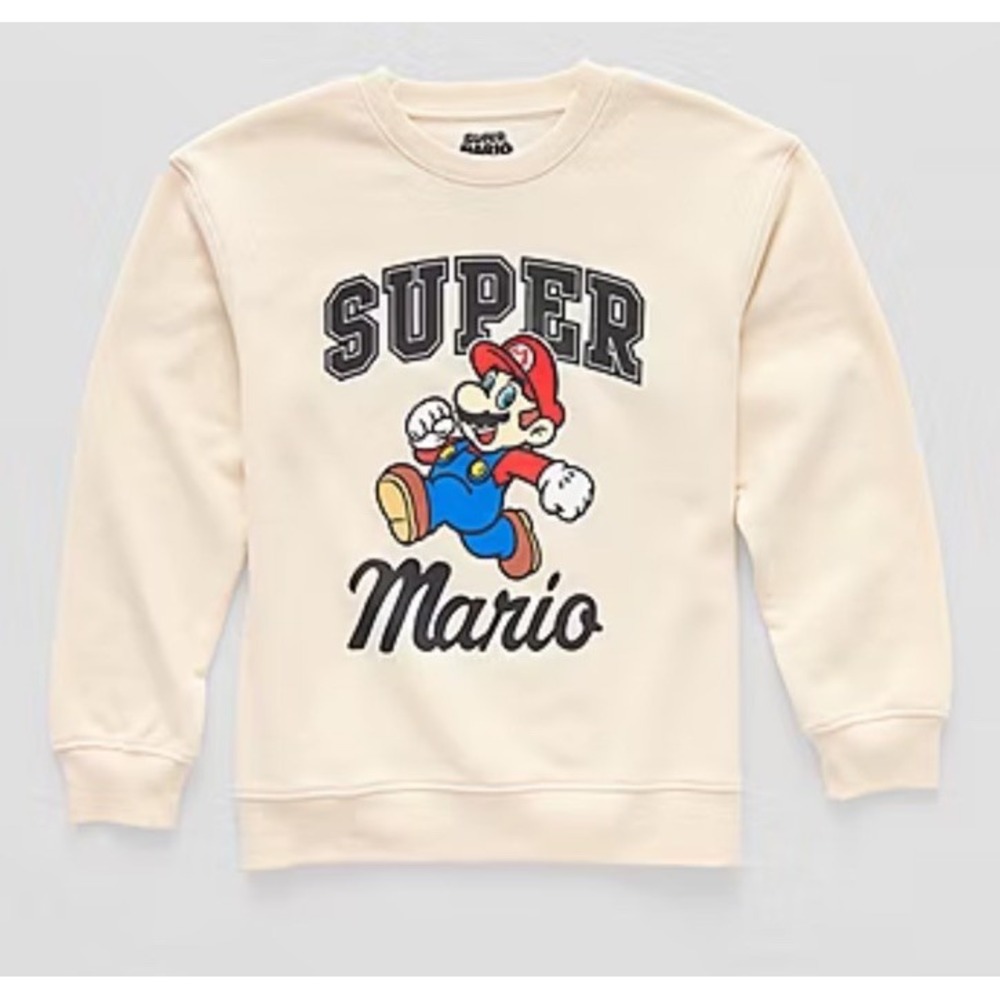 Nintendo Super Mario Crew‎ Neck Sweatshirt Boys Size (14/16) Large NWT $38